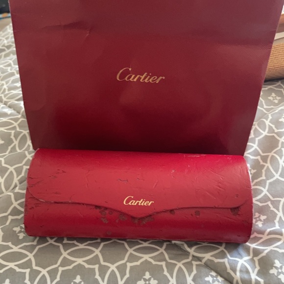 Cartier Santos Dumont Edition Checkered Frame Gold black Color Lens Sunglasses - Picture 4 of 5